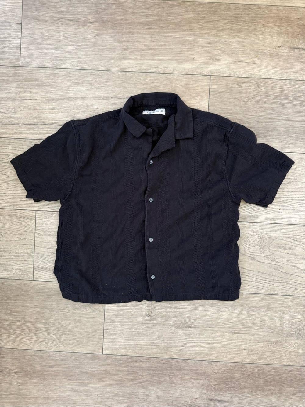 Abercrombie & Fitch Black Short-Sleeve Button-Down Shirt